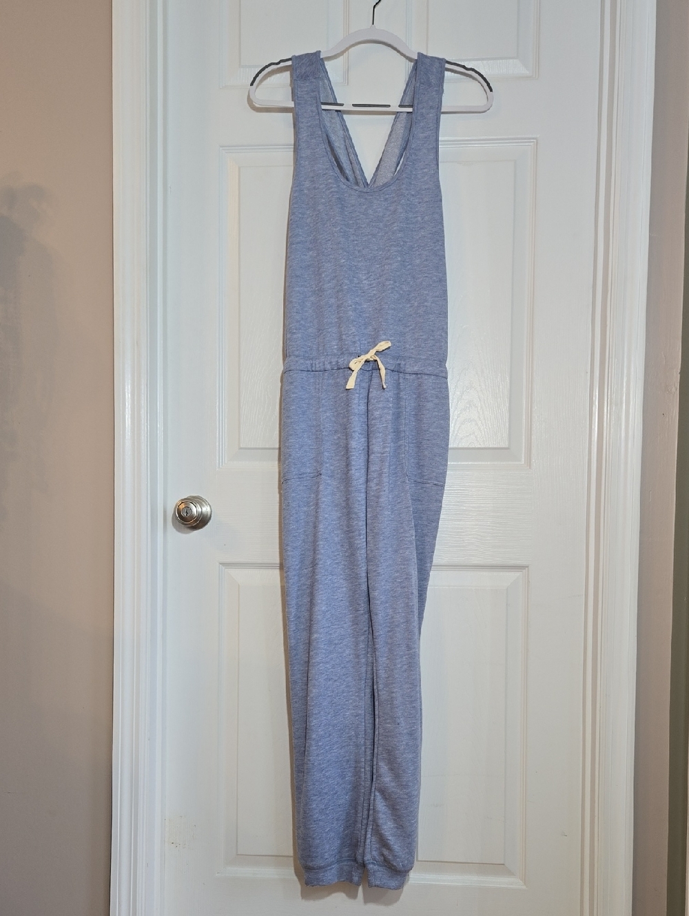 Kori Heather Blue Racerback Jumpsuit with Drawstring Size Medium